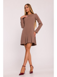 M872 Dress with inverted pleats - mocca