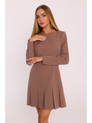 M872 Dress with inverted pleats - mocca