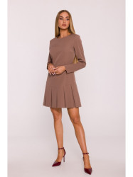 M872 Dress with inverted pleats - mocca
