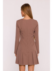 M872 Dress with inverted pleats - mocca