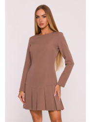 M872 Dress with inverted pleats - mocca