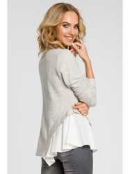 M333 Asymmetric layered blouse - light grey