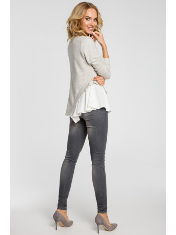 M333 Asymmetric layered blouse - light grey