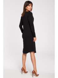 B017 Notch neck shift dress - black