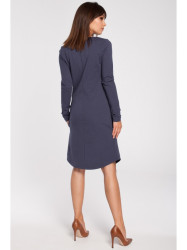 B017 Notch neck shift dress - blue