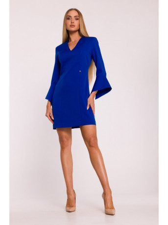 M876 Dress with wide cuffs - royal blue