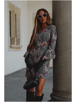 M877 Print dress with wide cuffs - model 1