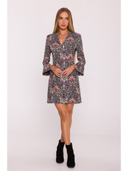M877 Print dress with wide cuffs - model 1