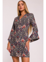 M877 Print dress with wide cuffs - model 1