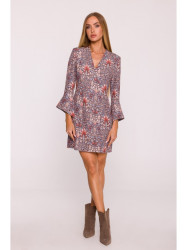 M877 Print dress with wide cuffs - model 2