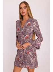 M877 Print dress with wide cuffs - model 2