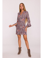 M877 Print dress with wide cuffs - model 2