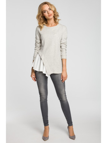 M333 Asymmetric layered blouse - light grey