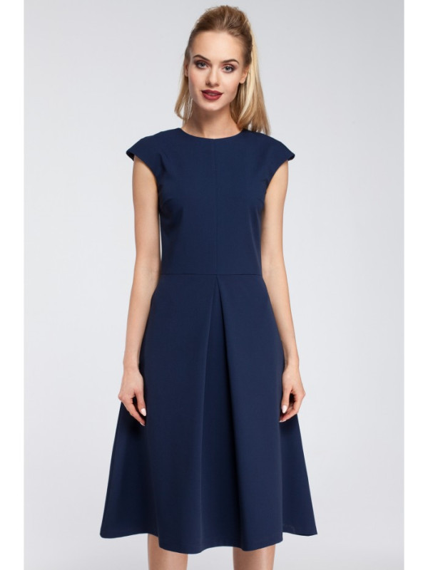M296 Inverted pleat dress - navy blue