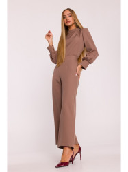 M879 Jumpsuit with stand-up collar - mocca