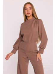 M879 Jumpsuit with stand-up collar - mocca