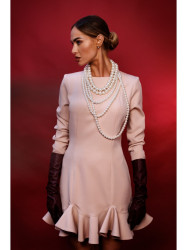 M880 Ruffled hem dress - beige