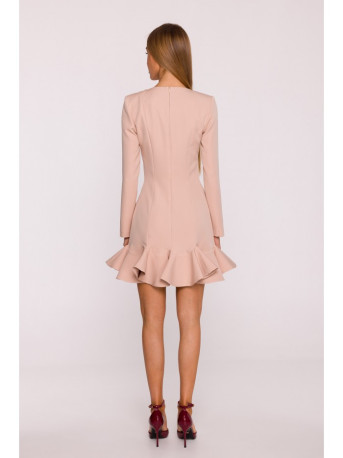 M880 Ruffled hem dress - beige