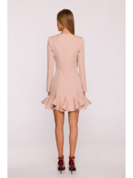 M880 Ruffled hem dress - beige