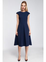 M296 Inverted pleat dress - navy blue