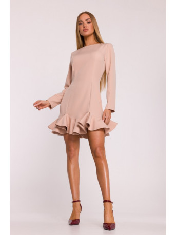 M880 Ruffled hem dress - beige