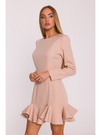 M880 Ruffled hem dress - beige