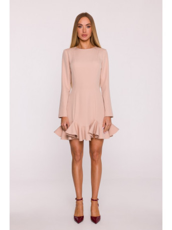 M880 Ruffled hem dress - beige