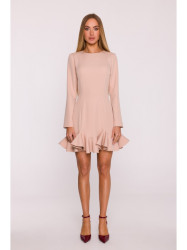 M880 Ruffled hem dress - beige