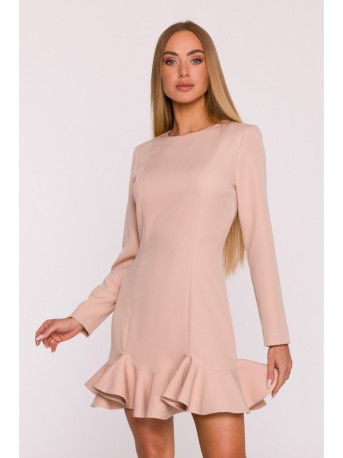 M880 Ruffled hem dress - beige
