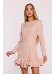 M880 Ruffled hem dress - beige