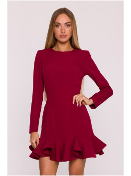 M880 Ruffled hem dress - maroon