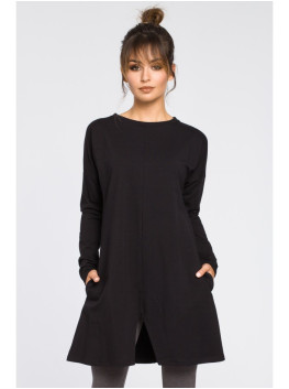 B042 Tunic with a front split - black