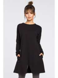 B042 Tunic with a front split - black