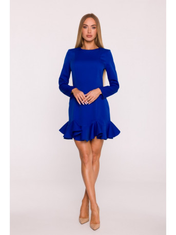 M880 Ruffled hem dress - royal blue