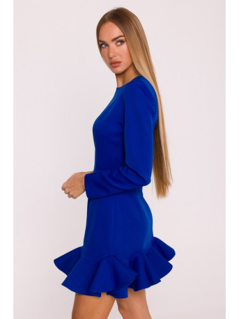 M880 Ruffled hem dress - royal blue