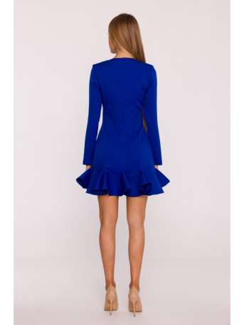 M880 Ruffled hem dress - royal blue