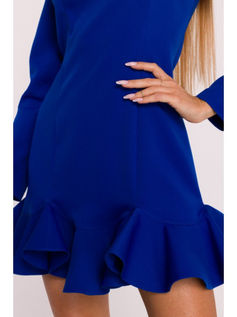 M880 Ruffled hem dress - royal blue
