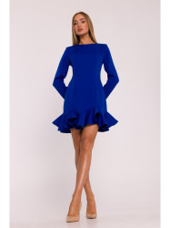 M880 Ruffled hem dress - royal blue
