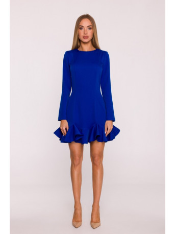 M880 Ruffled hem dress - royal blue