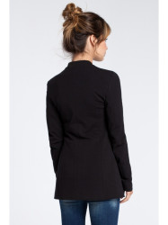 B030 Collarless open front knit blazer - black