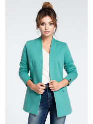 B030 Collarless open front knit blazer - green