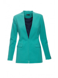 B030 Collarless open front knit blazer - green