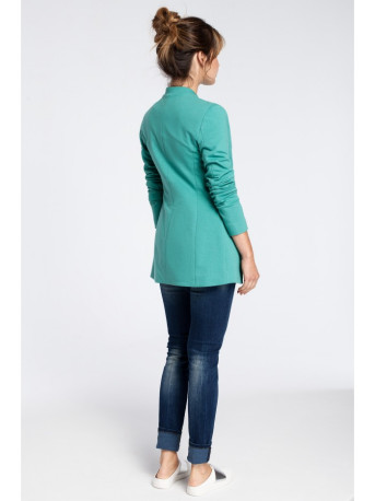 B030 Collarless open front knit blazer - green