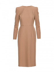S412 Pencil dress with decorative shoulders - beige