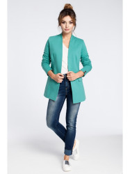 B030 Collarless open front knit blazer - green