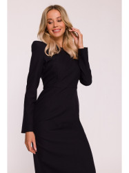 S412 Pencil dress with decorative shoulders - black