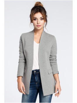 B030 Collarless open front knit blazer - grey