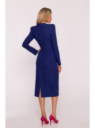 S412 Pencil dress with decorative shoulders - blue