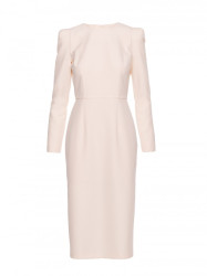 S412 Pencil dress with decorative shoulders - ivory