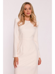 S412 Pencil dress with decorative shoulders - ivory